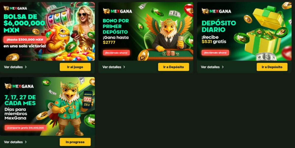 Bonos MEXGANA Casino: Bienvenida, Recarga y Programa VIP image 1
